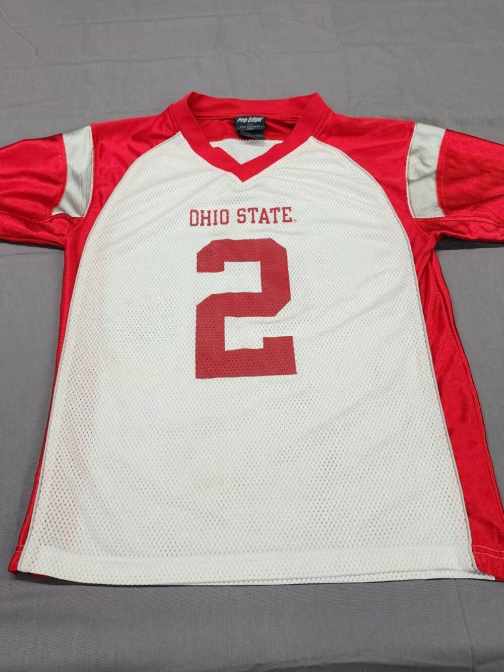 Pro Edge Boys L 12/14 Ohio State Buckeyes Football Jersey Red Mesh Number 2